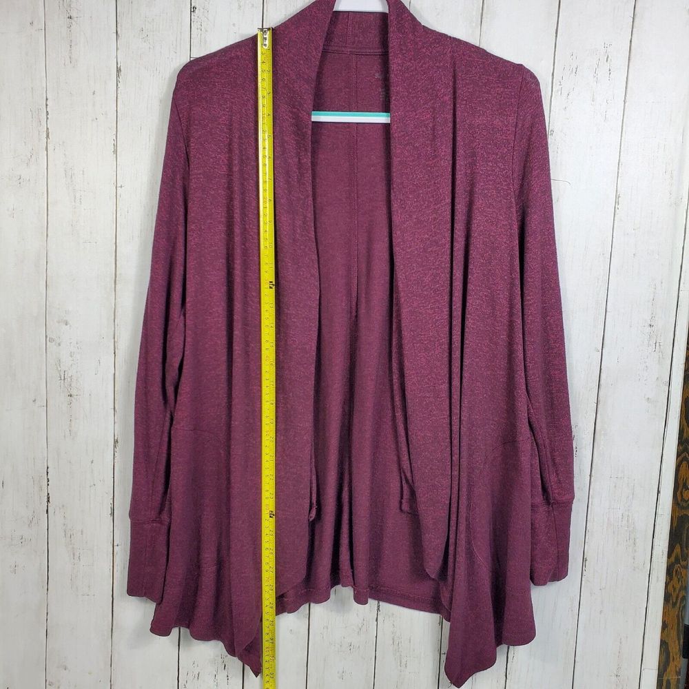 Style & Co Cardigan Sweater Womens Medium Burgundy Duster Open Front Pockets - Picture 5 of 11